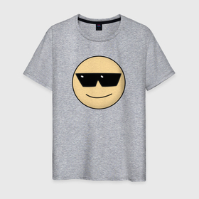Мужская футболка хлопок с принтом Крутой Дурак в Курске, 100% хлопок | прямой крой, круглый вырез горловины, длина до линии бедер, слегка спущенное плечо. | Тематика изображения на принте: крутой | смайлик | улыбка | эмодзи