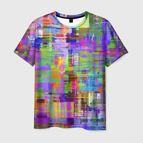 Мужская футболка 3D с принтом Красочный авангардный глитч   Fashion trend в Тюмени, 100% полиэфир | прямой крой, круглый вырез горловины, длина до линии бедер | Тематика изображения на принте: abstraction | color | fashion | glitch | neon | trend | vanguard | абстракция | глитч | мода | неон | тренд | цвет