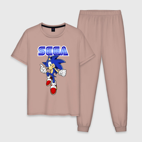 Мужская пижама хлопок с принтом SEGA   Sonic в Белгороде, 100% хлопок | брюки и футболка прямого кроя, без карманов, на брюках мягкая резинка на поясе и по низу штанин
 | 16 bit | 16 бит | genesis | logo | mega drive 2 | sega | sonic the hedgehog | video game | видео игра | генезис | красные кеды | логотип | мега драйв 2 | сатурн | сега | синий ёж | соник ёжик | тв приставка