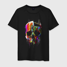 Мужская футболка хлопок с принтом Vanguard skull   Impressionism в Белгороде, 100% хлопок | прямой крой, круглый вырез горловины, длина до линии бедер, слегка спущенное плечо. | color | fashion | impressionism | neon | skull | vanguard | авангард | импрессионизм | мода | неон | цвет | череп