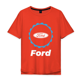 Мужская футболка хлопок Oversize с принтом Ford в стиле Top Gear в Кировске, 100% хлопок | свободный крой, круглый ворот, “спинка” длиннее передней части | 