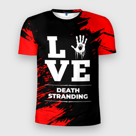 Мужская футболка 3D Slim с принтом Death Stranding Love Классика в Тюмени, 100% полиэстер с улучшенными характеристиками | приталенный силуэт, круглая горловина, широкие плечи, сужается к линии бедра | 