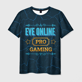 Мужская футболка 3D с принтом Игра EVE Online: PRO Gaming в Кировске, 100% полиэфир | прямой крой, круглый вырез горловины, длина до линии бедер | eve | eve online | logo | online | pro | ив онлайн | игра | игры | лого | логотип | мрамор | символ | трещины