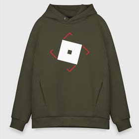 Мужское худи Oversize хлопок с принтом Символ Roblox в красном ромбе в городе Новоалтайск, френч-терри — 70% хлопок, 30% полиэстер. Мягкий теплый начес внутри —100% хлопок | боковые карманы, эластичные манжеты и нижняя кромка, капюшон на магнитной кнопке | 