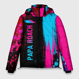 Мужская зимняя куртка 3D с принтом Papa Roach Neon Gradient в Екатеринбурге, верх — 100% полиэстер; подкладка — 100% полиэстер; утеплитель — 100% полиэстер | длина ниже бедра, свободный силуэт Оверсайз. Есть воротник-стойка, отстегивающийся капюшон и ветрозащитная планка. 

Боковые карманы с листочкой на кнопках и внутренний карман на молнии. | 