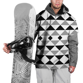 Накидка на куртку 3D с принтом Черно белый геометрический узор треугольники в Екатеринбурге, 100% полиэстер |  | Тематика изображения на принте: geometric pattern | geometric shapes | геометрические фигуры | геометрический узор | треугольники | черно белый