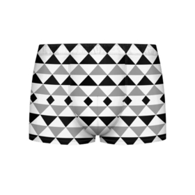 Мужские трусы 3D с принтом Черно белый геометрический узор треугольники в Белгороде, 50% хлопок, 50% полиэстер | классическая посадка, на поясе мягкая тканевая резинка | geometric pattern | geometric shapes | геометрические фигуры | геометрический узор | треугольники | черно белый