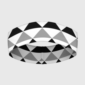 Повязка на голову 3D с принтом Черно белый геометрический узор треугольники в Тюмени,  |  | geometric pattern | geometric shapes | геометрические фигуры | геометрический узор | треугольники | черно белый