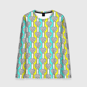 Мужской лонгслив 3D с принтом Striped multicolored pattern with hearts в Тюмени, 100% полиэстер | длинные рукава, круглый вырез горловины, полуприлегающий силуэт | Тематика изображения на принте: hearts | multicolored | striped | в горошек | вертикальные полосы | полосатый узор | розовый | сердце