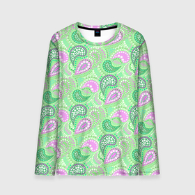 Мужской лонгслив 3D с принтом Turkish cucumber green background в Курске, 100% полиэстер | длинные рукава, круглый вырез горловины, полуприлегающий силуэт | green background | turkish cucumber | в горошек | зеленый | зеленый узор | розовый и зеленый | турецкие огурцы
