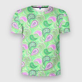 Мужская футболка 3D Slim с принтом Turkish cucumber green background , 100% полиэстер с улучшенными характеристиками | приталенный силуэт, круглая горловина, широкие плечи, сужается к линии бедра | green background | turkish cucumber | в горошек | зеленый | зеленый узор | розовый и зеленый | турецкие огурцы