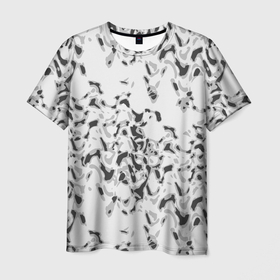 Мужская футболка 3D с принтом Пятнистый абстрактный узор в светло серых тонах в Новосибирске, 100% полиэфир | прямой крой, круглый вырез горловины, длина до линии бедер | abstract pattern | gray | spots | абстрактный узор | пятна | пятнистый узор | серый