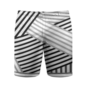 Мужские шорты спортивные с принтом Полосатый узор в черно белых цветах в Кировске,  |  | black | fashion | stripes | white | белый | полосатый узор | узор в полоску | черно белый | черный