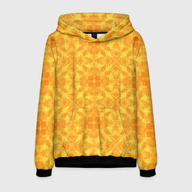 Мужская толстовка 3D с принтом Желтый абстрактный летний орнамент в Курске, 100% полиэстер | двухслойный капюшон со шнурком для регулировки, мягкие манжеты на рукавах и по низу толстовки, спереди карман-кенгуру с мягким внутренним слоем. | summer pattern | yellow | yellow ornament | ажурный узор | желтый | орнамент