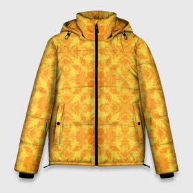Мужская зимняя куртка 3D с принтом Желтый абстрактный летний орнамент в Новосибирске, верх — 100% полиэстер; подкладка — 100% полиэстер; утеплитель — 100% полиэстер | длина ниже бедра, свободный силуэт Оверсайз. Есть воротник-стойка, отстегивающийся капюшон и ветрозащитная планка. 

Боковые карманы с листочкой на кнопках и внутренний карман на молнии. | summer pattern | yellow | yellow ornament | ажурный узор | желтый | орнамент