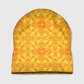 Шапка 3D с принтом Желтый абстрактный летний орнамент в Новосибирске, 100% полиэстер | универсальный размер, печать по всей поверхности изделия | summer pattern | yellow | yellow ornament | ажурный узор | желтый | орнамент
