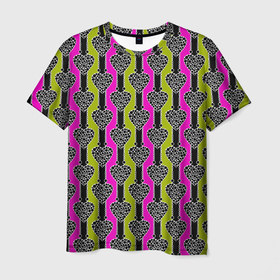 Мужская футболка 3D с принтом Striped multicolored pattern Сердце в Белгороде, 100% полиэфир | прямой крой, круглый вырез горловины, длина до линии бедер | hearts | multicolored pattern | striped | в горошек | полосатый узор | сердце | черные полосы