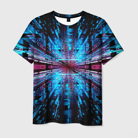 Мужская футболка 3D с принтом THE INFINITY TUNNEL , 100% полиэфир | прямой крой, круглый вырез горловины, длина до линии бедер | black | blue | color | geometric | illusion | modernism | pattern | surrealism | геометрический | иллюзия | модернизм | синий | сюрреализм | узор | цветной | черный