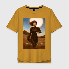 Мужская футболка хлопок Oversize с принтом DUNE (Chani) в Кировске, 100% хлопок | свободный крой, круглый ворот, “спинка” длиннее передней части | chani | cinema | dune | game | дюна | игра | пустыня | фантастика