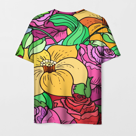 Мужская футболка 3D с принтом Красочные летние цветы   Fashion trend в Курске, 100% полиэфир | прямой крой, круглый вырез горловины, длина до линии бедер | composition | fashion | flowers | summer | композиция | лето | мода | цветы