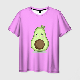 Мужская футболка 3D с принтом Авокадо милашка в Курске, 100% полиэфир | прямой крой, круглый вырез горловины, длина до линии бедер | авокадо | авокадо милашка | милашка | милое | милый | розовое | розовый