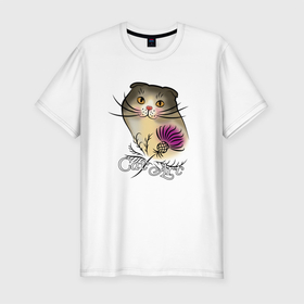 Мужская футболка хлопок Slim с принтом Вислоухий котик , 92% хлопок, 8% лайкра | приталенный силуэт, круглый вырез ворота, длина до линии бедра, короткий рукав | cat | котенок | котики | коты | кошки