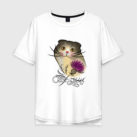 Мужская футболка хлопок Oversize с принтом Вислоухий котик , 100% хлопок | свободный крой, круглый ворот, “спинка” длиннее передней части | cat | котенок | котики | коты | кошки