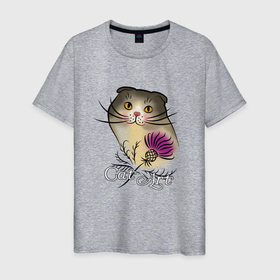 Мужская футболка хлопок с принтом Вислоухий котик , 100% хлопок | прямой крой, круглый вырез горловины, длина до линии бедер, слегка спущенное плечо. | cat | котенок | котики | коты | кошки