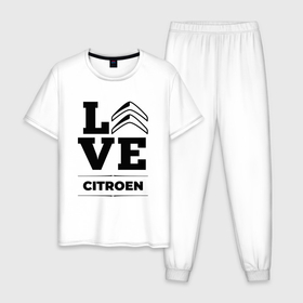 Мужская пижама хлопок с принтом Citroen Love Classic , 100% хлопок | брюки и футболка прямого кроя, без карманов, на брюках мягкая резинка на поясе и по низу штанин
 | Тематика изображения на принте: 