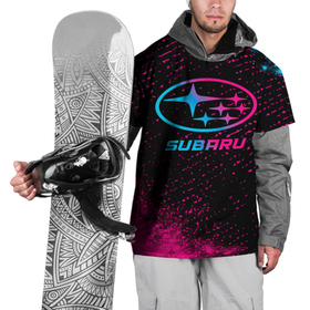 Накидка на куртку 3D с принтом Subaru Neon Gradient | FS , 100% полиэстер |  | auto | brand | logo | subaru | symbol | авто | бренд | градиент | краска | краски | лого | неон | символ | субару