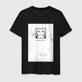 Мужская футболка хлопок с принтом Ририка Момобами в Новосибирске, 100% хлопок | прямой крой, круглый вырез горловины, длина до линии бедер, слегка спущенное плечо. | манга | ририка момобами | рисунок | черно белый | японский текст