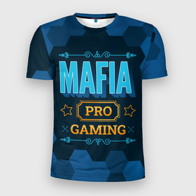 Мужская футболка 3D Slim с принтом Игра Mafia: PRO Gaming в Екатеринбурге, 100% полиэстер с улучшенными характеристиками | приталенный силуэт, круглая горловина, широкие плечи, сужается к линии бедра | logo | mafia | pro | игра | игры | лого | логотип | мафия | символ | соты