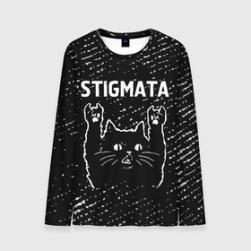 Мужской лонгслив 3D с принтом Группа Stigmata и Рок Кот в Белгороде, 100% полиэстер | длинные рукава, круглый вырез горловины, полуприлегающий силуэт | band | metal | rock | stigmata | гранж | группа | кот | рок | рок кот | стигмата