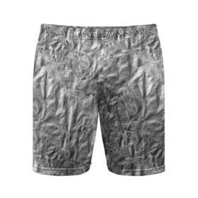 Мужские шорты спортивные с принтом Алюминиевая фрольга в Тюмени,  |  | Тематика изображения на принте: 3d art | 3d foil | 3d print | 3d арт | 3d принт | foil | алюминий | металл | мятая фольга | фольга