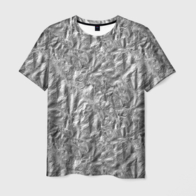 Мужская футболка 3D с принтом Алюминиевая фрольга в Новосибирске, 100% полиэфир | прямой крой, круглый вырез горловины, длина до линии бедер | 3d art | 3d foil | 3d print | 3d арт | 3d принт | foil | алюминий | металл | мятая фольга | фольга