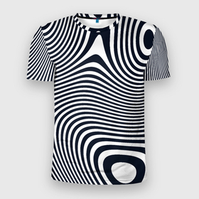 Мужская футболка 3D Slim с принтом Гипнотические волны в Петрозаводске, 100% полиэстер с улучшенными характеристиками | приталенный силуэт, круглая горловина, широкие плечи, сужается к линии бедра | Тематика изображения на принте: abstract | hypno | hypnotic art | абстракт | абстракция | гипно | оптические иллюзии