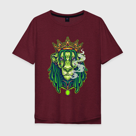 Мужская футболка хлопок Oversize с принтом Гордый царь зверей в Курске, 100% хлопок | свободный крой, круглый ворот, “спинка” длиннее передней части | 