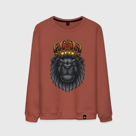 Мужской свитшот хлопок с принтом Черный царь зверей в Новосибирске, 100% хлопок |  | арт | иллюстрация | король | корона | лев | львенок | царь