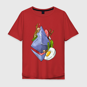 Мужская футболка хлопок Oversize с принтом Крипто еда , 100% хлопок | свободный крой, круглый ворот, “спинка” длиннее передней части | арт | иллюстрация | криптоинвестор | лапша | цифровые деньги | эфириум | яйца