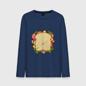 Мужской лонгслив хлопок с принтом Сочный бутер в Тюмени, 100% хлопок |  | Тематика изображения на принте: арт | бутерброд | вредная еда | иллюстрация | помидор | салатик | сендвич