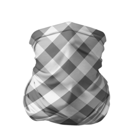 Бандана-труба 3D с принтом Бело серый клетчатый узор tartan , 100% полиэстер, ткань с особыми свойствами — Activecool | плотность 150‒180 г/м2; хорошо тянется, но сохраняет форму | checkered pattern | tartan | в клетку | клетчатый узор | полосы | серый