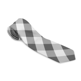Галстук 3D с принтом Бело серый клетчатый узор tartan в Курске, 100% полиэстер | Длина 148 см; Плотность 150-180 г/м2 | checkered pattern | tartan | в клетку | клетчатый узор | полосы | серый