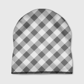 Шапка 3D с принтом Бело серый клетчатый узор tartan , 100% полиэстер | универсальный размер, печать по всей поверхности изделия | checkered pattern | tartan | в клетку | клетчатый узор | полосы | серый