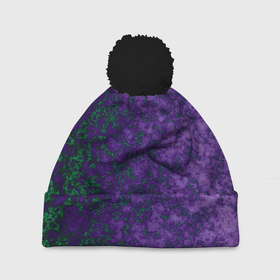 Шапка 3D c помпоном с принтом Marble texture purple green color в Новосибирске, 100% полиэстер | универсальный размер, печать по всей поверхности изделия | green | marble texture | purple | зеленый мрамор | мраморная текстура | мраморный узор | текстура камня