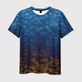 Мужская футболка 3D с принтом Marble texture blue brown color в Курске, 100% полиэфир | прямой крой, круглый вырез горловины, длина до линии бедер | blue | marble | texture | абстрактный узор | коричневый | мрамор | мраморный узор | синий мрамор | текстура камня