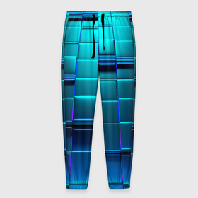 Мужские брюки 3D с принтом BLUE SQUARES в Санкт-Петербурге, 100% полиэстер | манжеты по низу, эластичный пояс регулируется шнурком, по бокам два кармана без застежек, внутренняя часть кармана из мелкой сетки | abstract | blue | colorful | minimalism | modernism | pattern | style | абстрактные | квадраты | красочные | минимализм | модернизм | синий | стиль | узор