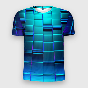 Мужская футболка 3D Slim с принтом BLUE SQUARES , 100% полиэстер с улучшенными характеристиками | приталенный силуэт, круглая горловина, широкие плечи, сужается к линии бедра | abstract | blue | colorful | minimalism | modernism | pattern | style | абстрактные | квадраты | красочные | минимализм | модернизм | синий | стиль | узор
