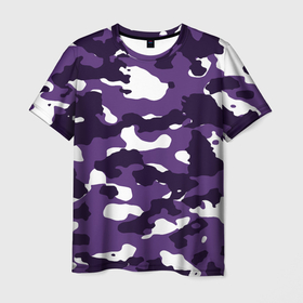 Мужская футболка 3D с принтом Amethyst Purple | Аметист в Санкт-Петербурге, 100% полиэфир | прямой крой, круглый вырез горловины, длина до линии бедер | Тематика изображения на принте: белый | камуфляж | прогулка | спорт | узор | фиолетовый