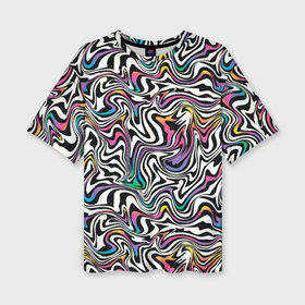 Женская футболка oversize 3D с принтом Цветная оптическая иллюзия ,  |  | abstraction | hypno | hypno art | hypnoart | hypnotic | абстракция | гипно | гипно арт | гипноарт