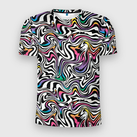Мужская футболка 3D Slim с принтом Цветная оптическая иллюзия в Петрозаводске, 100% полиэстер с улучшенными характеристиками | приталенный силуэт, круглая горловина, широкие плечи, сужается к линии бедра | abstraction | hypno | hypno art | hypnoart | hypnotic | абстракция | гипно | гипно арт | гипноарт